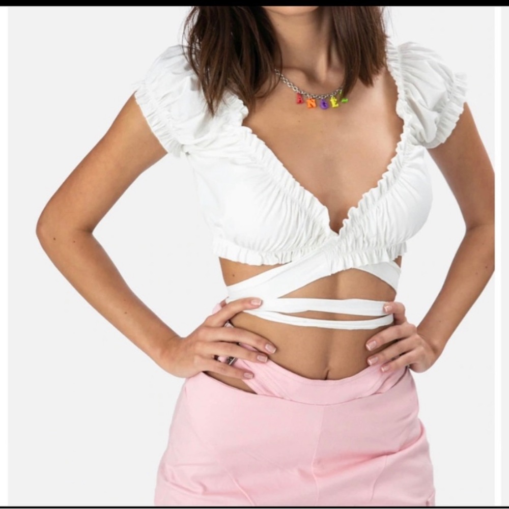 Adika white cross body crop top